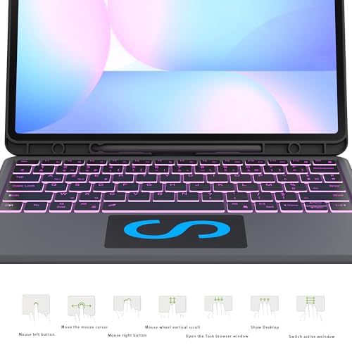 Keyboard Case for Samsung Galaxy Tab S10 FE+ Plus 13.1 Inches: 7 Colour Backlit Magnetic Detachable Keyboard with Trackpad | Azerty French Wireless Keyboards for Galaxy Tablet S10 Fe+ 13.1