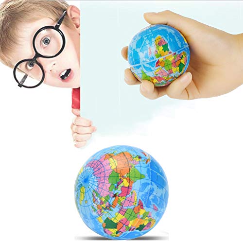 Koogel 2.5 inch Globe Squeeze Stress Balls,24pcs Earth Ball World Stress Balls Stress Relief Toys Therapeutic Educational Balls Bulk