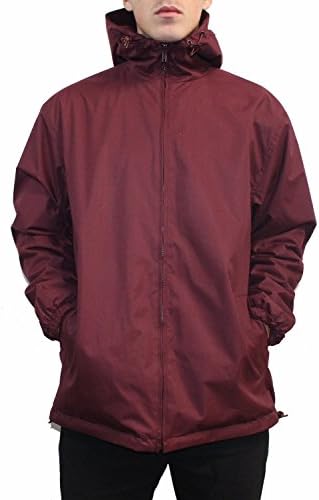 Maxxsell Mens Reversible Fleece Lined Hooded Windbreaker Rain Jacket (Medium, Burgundy)