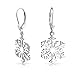 Classic Christmas Holiday Party Snowflake Dangle Earrings Pendant For Women Teen Polished .925 Sterling Silver Leverback