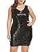 IN'VOLAND Women's Plus Size Sequin Dress Sleeveless Glitter Dresses Sparkly V Neck Party Cocktail Bodycon Dress Black