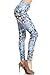 R853-OS Blue and White Iris Print Fashion Leggings