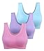 AM CLOTHES Plus Size Sports Bras for Women Wireless Pack Padded Yoga Bra with Removable Pads 3X-Large 3 pack-sky blue lpk lpp
