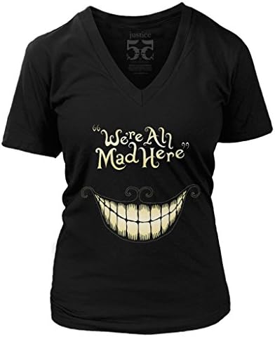 Fifty5 Clothing Women's We're All Mad Here T-Shirt Black