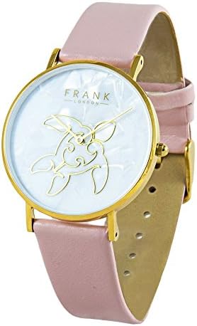 FRANK LONDON Ladies Yellow Gold Analogue Quartz Watch with PU Leather Strap