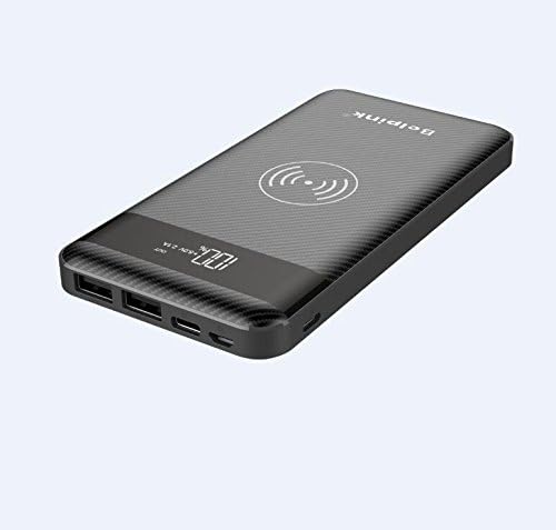 Qi Wireless Power Bank High Capacity 10000 Mah Portable Power Bank and Wireless Charger External Battery Pack 2 in 1 With Dual Fast Charging Port For IPhone X,iphone 8/8P, Samsung And More -Black