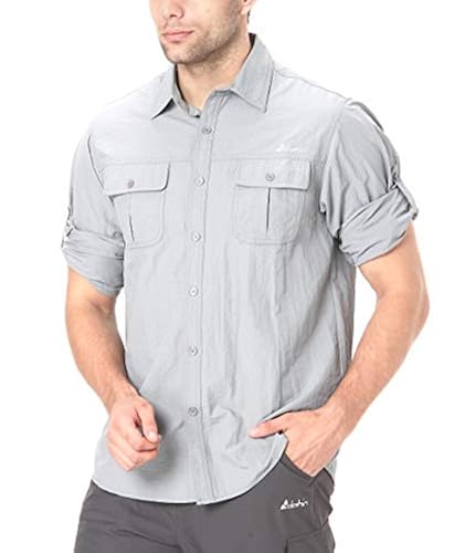 Clothin Men's Long Sleeve Fishing Shirt – Quick-Dry, Vented Back, Roll-Up Sleeves For Sun Protection - View #6