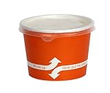 100 Count Orange Deli Containers Durable Food Storage Containers with Lids Hot and Cold Disposable 12oz Containers Use for Frozen Desserts, Soups, or Any Food of Your Choice