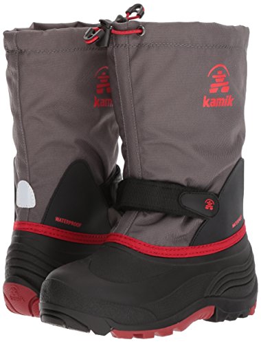 Kamik Boys' Waterbug5 Snow Boot, Charcoal/Red, 10 Medium US Toddler
