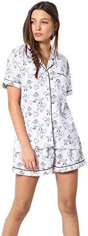 Huggs Luxury 100% Cool Cotton 2pc Short Pyjama Set for Women Super Soft Pyjamas Shorts for Women Printed Top & Bottom Sleepwear Set Comfortable Fit Pyjamas Cotton Loungewear Notch Collar Pjs