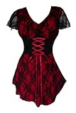 Dare To Wear Victorian Gothic Boho Women's Plus Size Sweetheart Corset Top Wine 1x