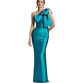 IIF One Shoulder Bow Prom Dress for Women Mermaid Satin Formal Dresses Long Bodycon Evening Cocktail Gowns IIF043