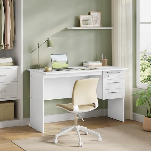WOLTU Schreibtisch mit 3 Schubladen, Computertisch Weiß, 120x60cm Bürotisch PC Tisch, Kinder Arbeitstisch, für Arbeitszimmer Schlafzimmer Wohnzimmer thumbnail 2