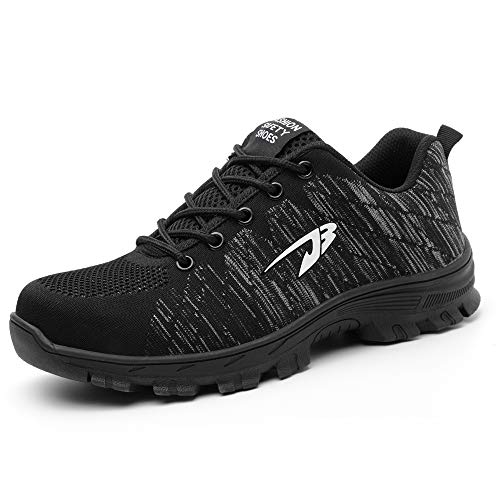 Men Steel Toe Safety Work Shoes,Mesh Breathable Lightweight Comfortable Steel Toe Shoes, Puncture Proof Slip Resistant Industrial Construction Shoes,Casual Outdoor Athletic Fashion Sports Sneakers