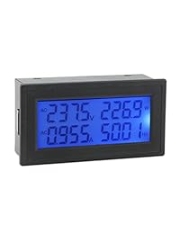 Multímetro digital de CA, DROK Voltímetro Amperímetro CA 60 500V 20A Voltaje Frecuencia Potencia Medidor de energía Medidor de voltio Amperio Watt Medidor de potencia Monitor Pantalla LCD Pantalla de fondo azul con derivación incorporada