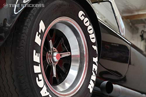 Tire Stickers Goodyear Eagle F1 - DIY Permanent Rubber Tire Lettering Kit with Glue & 2oz Touch-Up Cleaner / 19-21 Inch Wheels / 1.50 Inches/White 8 Pack