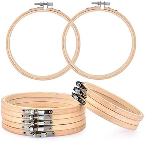 10 Pcs 5 Inch Embroidery Hoops Adjustable Bamboo Circle Cross Stitch Frames, Help Keeping Fabric in Place and Better Tension