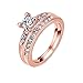 Gold Plated Ring, Round Cut Cubic Zirconia CZ Engagement Wedding Ring Set For Women-Rose Gold