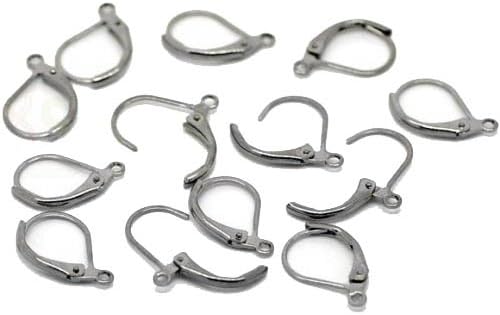 48 Leaver Back Gunmetal Black Oxide Earwires 16mm Leverback and Open Loop Pkg of 24 Pairs.