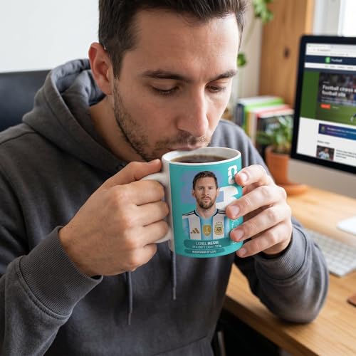 Mundo Avios Messi Lionel Messi AFA Argentina Football Team Memorial Ceramic Mug 11oz 11oz Own Designs We are Sportivo Maglietta (Figurita, Messi26)