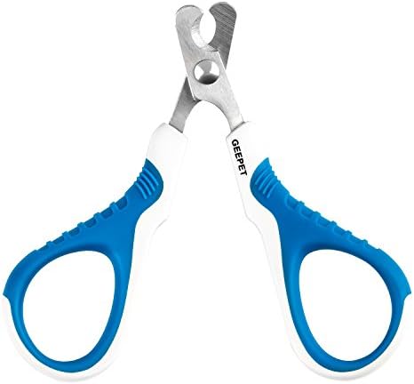 Cat Nail Clippers Trimmer By GEEPET – Safe, Sharp Angled Blade - Non-Slip Handle - Cat Dog Nail Clippers Scissors - For Small Dogs, Cats, Birds, Rabbits - Professional, Easy At Home Grooming