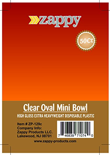 zappy 50 Mini Party Bowls - Clear, Disposable, 2 oz / Cup each, Oval & Elegant - Dessert, Appetizer, Mousse & More