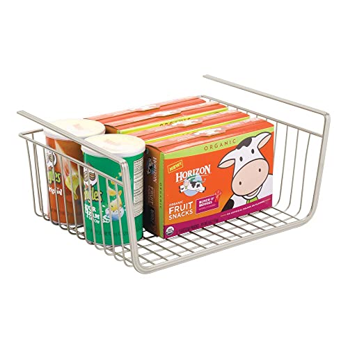 mDesign Household Metal Under Shelf Hanging Storage Bin Basket with