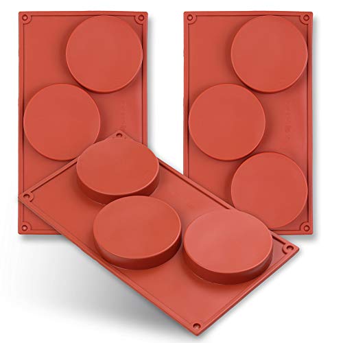 homEdge 3Cavity Disc Shape Silicone Mold, 3 Packs Disc Cake, Gustard