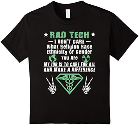 Kids Radiology Tech Shirt, Love and Care X-Ray Caduceus T-Shirt 4 Black