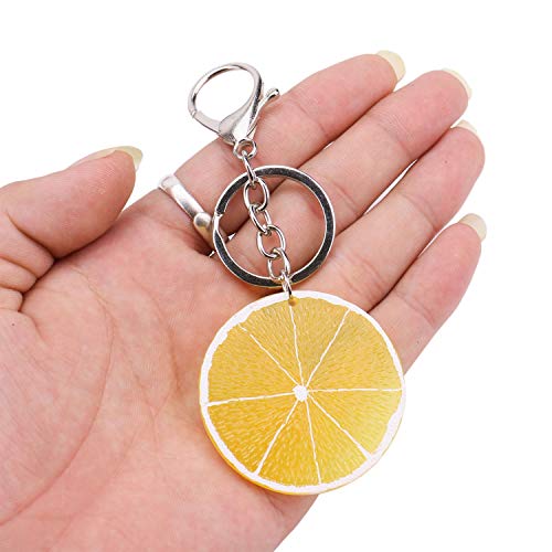 Monrocco 3Pcs Fruit Keychain, Fruit Slice Charm Pendant Keychains Key Rings Fruit Pocket Keychain Decorations (Watermelon/Orange/Kiwifruit)
