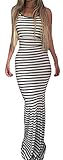Uncinba Women's Summer Sexy All-match Striped Fishtail Maxi Dress