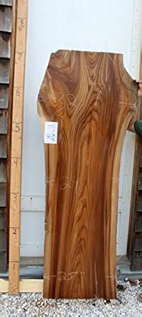 English Elm Natural Live Edge Wood Slab Knotty Rustic Bar Top