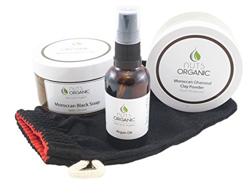 Moroccan-hammam-gift-set-black-soap-with-olives-220g-organic-argan-oil-50ml-rhassoul-clay-200g-kessa-glove-traditional-at-home-hammam-all-skin-types-sold-in-environmentally-friendly-glass