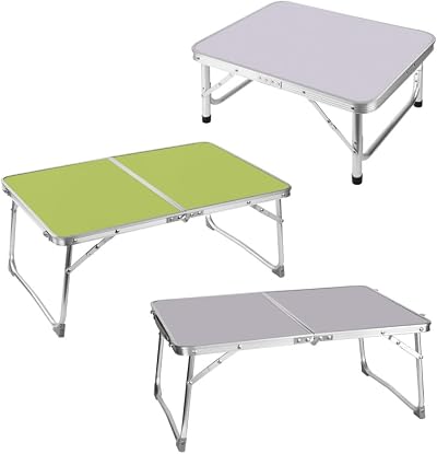 Qimu Small Folding Table Lightweight Aluminum Green 60x40x26cm