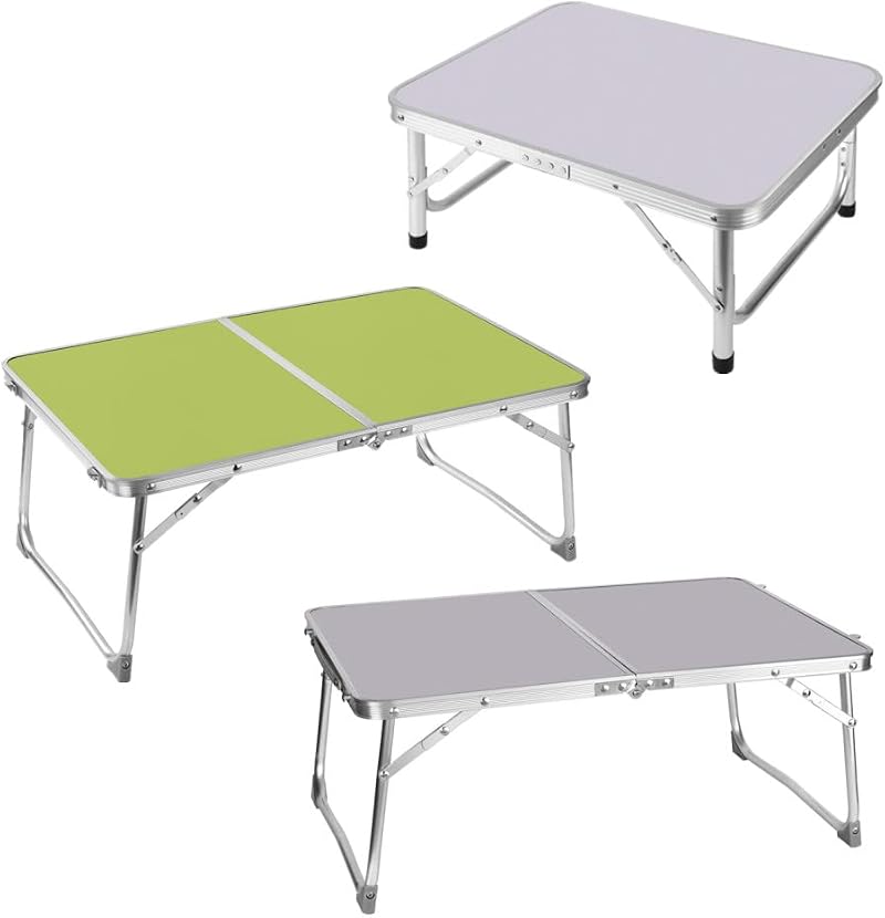 Qimu Small Folding Table Lightweight Aluminum Green 60x40x26cm