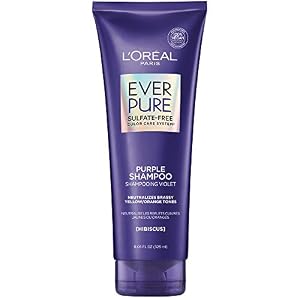 L’Oreal Paris EverPure Sulfate Free Brass Toning Purple Shampoo for Blonde, Bleached, Silver, or Brown Highlighted Hair…