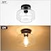 Industrial Semi-Flush Mount Ceiling Light, Clear Glass Pendant Lamp Shades, Farmhouse Lighting for Porch Hallway Kitchen Island Corridor Bedroom Bar, Vintage Hanging Light Fixtures, Bulb Not Included