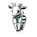 ABUN Christmas Stocking,Snowman,Santa Claus Charms 925 Sterling Silver Xmas Crystal Charms for Bracelet (Green Reindeer)