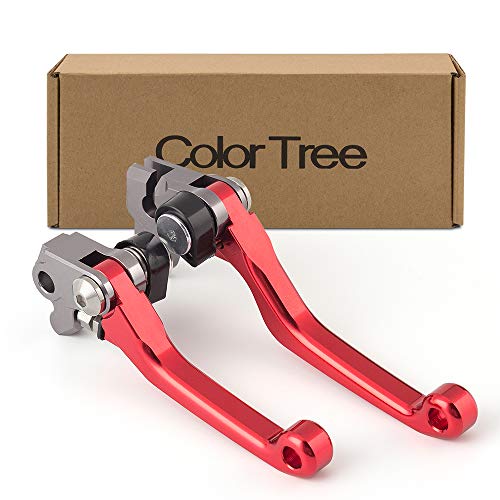 color tree Pivot Dirtbike CNC Brake Clutch Levers For HONDA CR125R/250R 1992-2003, CRF450R 2002-2003, CRF150R 2007-2016, XR650R 2000-2006, CRF125 2014 Red