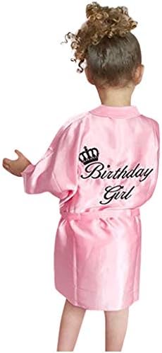 DFVVR Toddler Baby Kid Solid Silk Satin Kimono Robes Bathrobe Birthday Girls Sleepwear Autumn Warm Baby Winter Clothes 12-18 Months