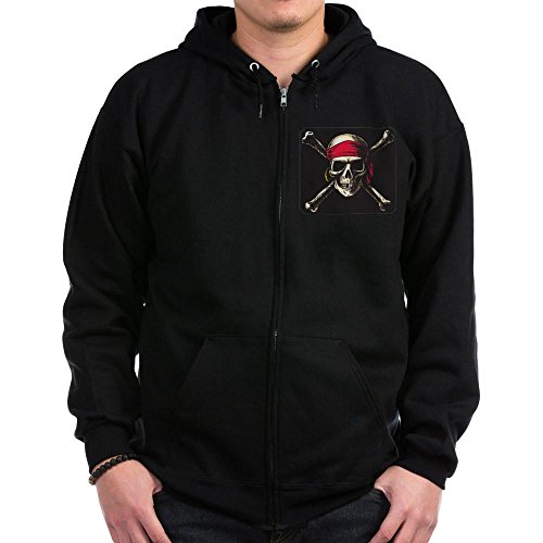 Royal Lion Zip Hoodie (Dark) Pirate Skull Crossbones - Black, Large