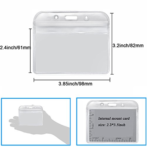 Badge Holder ID Card Holders Waterproof Horizontal Name Tags Punched Zipper Resealable Clear Plastic Labels Credit Cards Holder