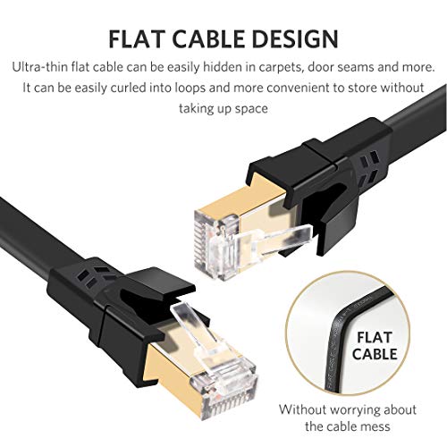 Cat8 Ethernet Cable, Professional Network Patch Cable 40Gbps 2000Mhz S/FTP LAN Wires, High Speed Internet Cable Cord with RJ45 Gold Plated Connector for Modem, Router, PC by ATTMONO