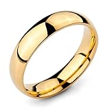 INBLUE Men,Women's Wide 5mm Stainless Steel Ring Band Gold Tone Wedding