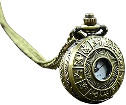 GlobalDealRetro Vintage Steampunk Quartz Necklace Carving Pendant Chain Clock Pocket Watch