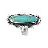 925 Sterling Silver 25mm x 8mm Reconstituted Turquoise Ring