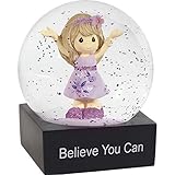 Precious Moments Believe You Can Girl In Floral Dress Resin Snow Globe 182102