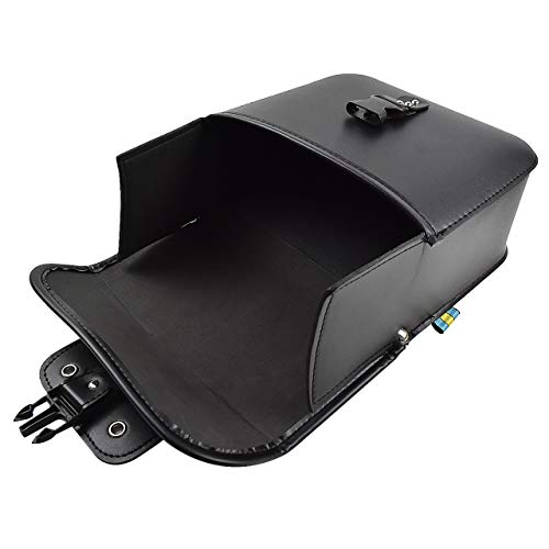 Rebacker Motorcycle Saddle Bag Universal for Harley for Honda for Yamaha Cruiser PU Leather Tool Bag Panniers,Black - Thumbnail 4