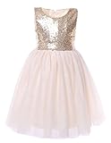 Cilucu Flower Girls Dresses Kids Birthday Party Dress Toddlers Sequin Tutu Dress Pageant Gown Sleeveless Gold