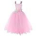 FAYBOX Pageant Wedding Flower Girl Dress Crossed Back Bow Feather Sash Fluffy 6 Pink